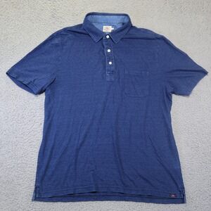Faherty Brand Mens Indigo Dyed Blue Cotton Short Sleeve Polo Shirt Large L